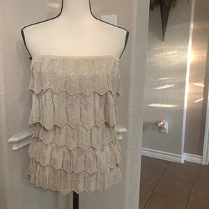 White House Black Market gold shimmery/sparkly layered sleeveless top Size XS